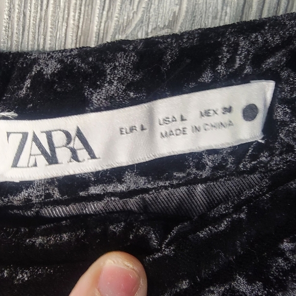 Zara Ruched Asymmetrical Velvet Skirt - Picture 2 of 5